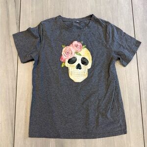 Gray Skull Graphic Kids T-Shirt
